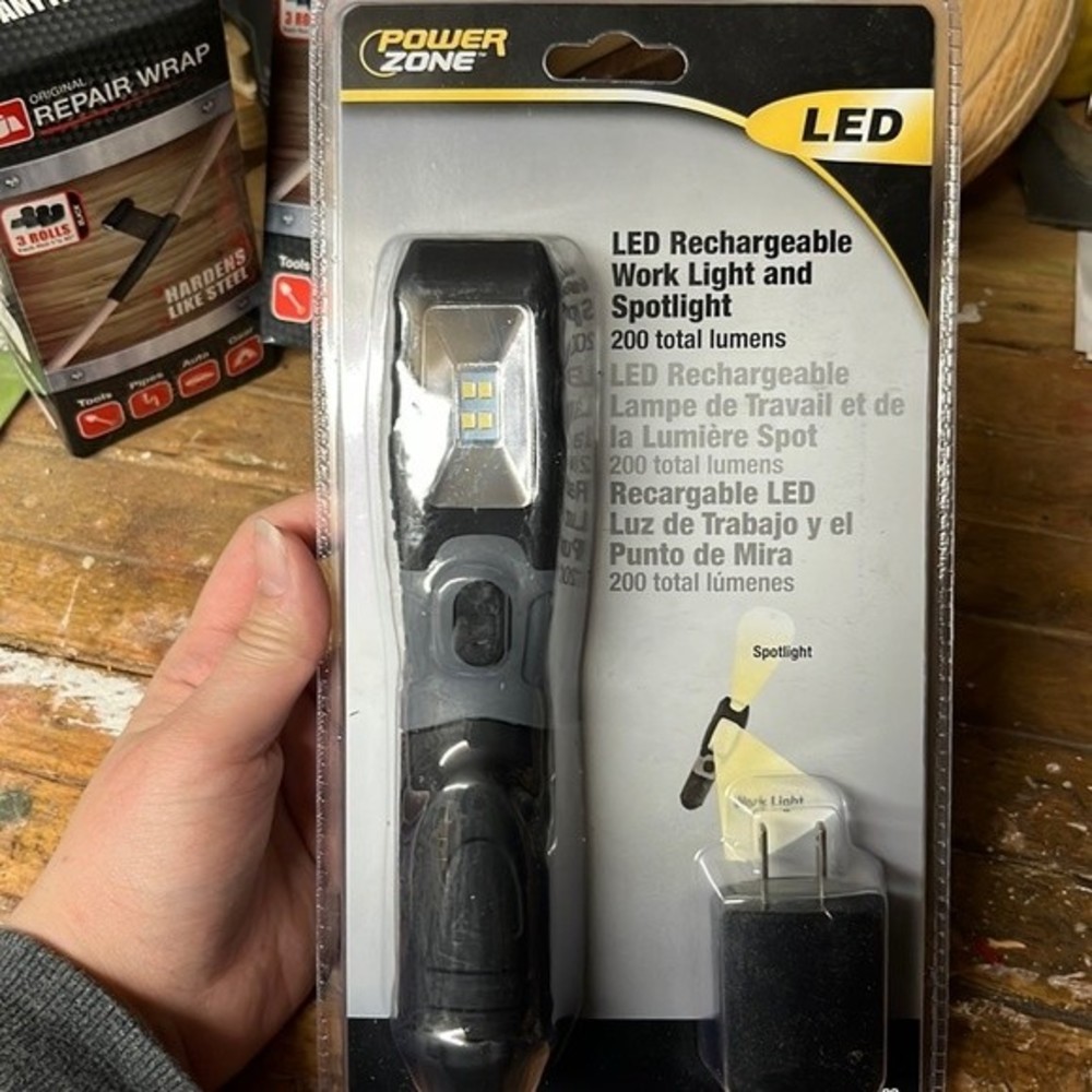 Power Zone LED Rechargeable Work Light and Spotlight 200 Lumens